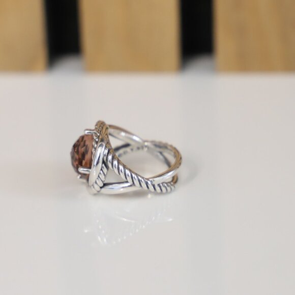 David Yurman Sterling Silver 11mm Infinity Ring with Morganite size 8 - Picture 5 of 7